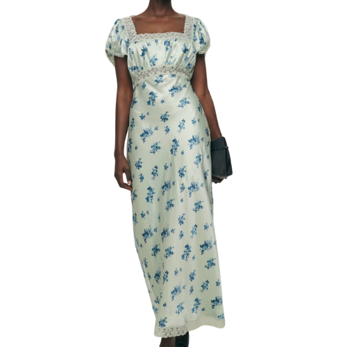 Reformation Clarisse Silk Dress Midi Cap Sleeve Spring Summer Easter