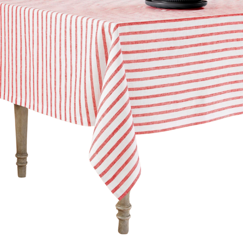 Amazon (US) Solino Home Striped Tablecloth 60 x 90 Inch red linen