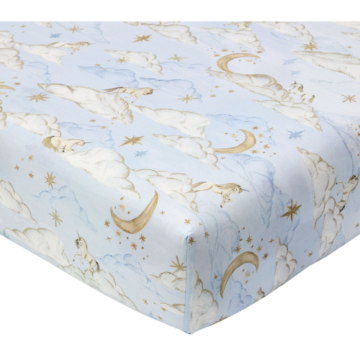 Pottery Barn Kids Chris Loves Julia Celestial Unicorn Organic Crib Fitted Sheet