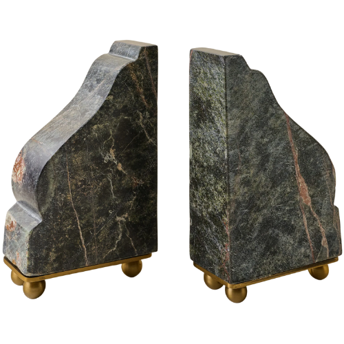 Magnolia Henry Marble and Brass Bookends