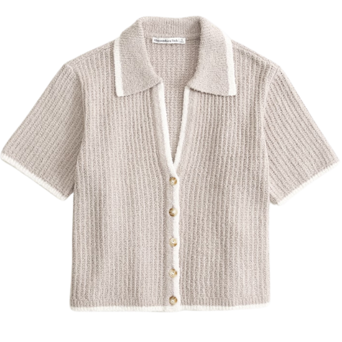 Abercrombie & Fitch (US) Women's Short-Sleeve Crochet-Style Polo