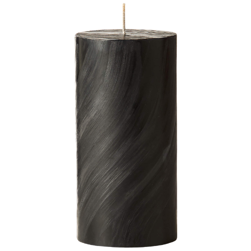 Tour Black Swirl Pillar Candle 3"X6" + Reviews | CB2