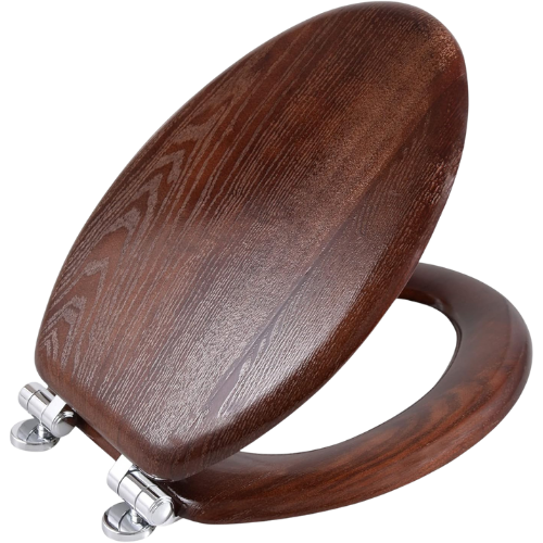 Angel Shield Elongated Wood Toilet Seat Dark Walnut