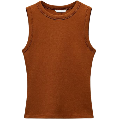 Zara Rib Tank Top orange brown