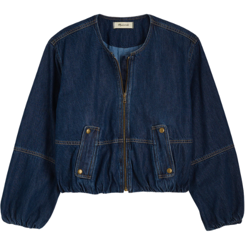 Madewell Bubble-Sleeve Jean Bomber Jacket in Newkirk Wash