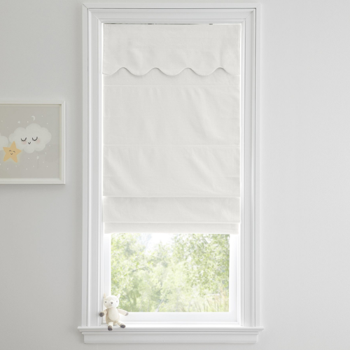 White Scalloped Roman Shades Cordless Blinds Pottery Barn Kids