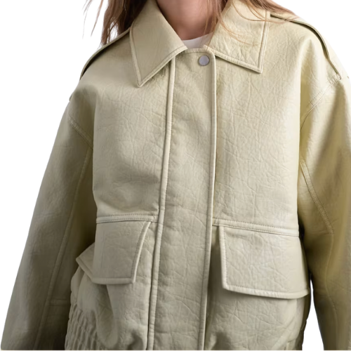 Topshop short bubble faux leather bomber jacket