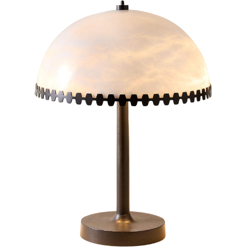 Oceana Black Metal Table Lamp with Alabaster Shade