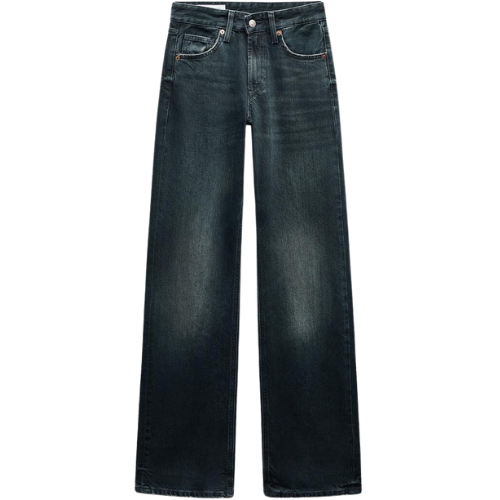 Zara US TRF MID-RISE WIDE LEG JEANS denim