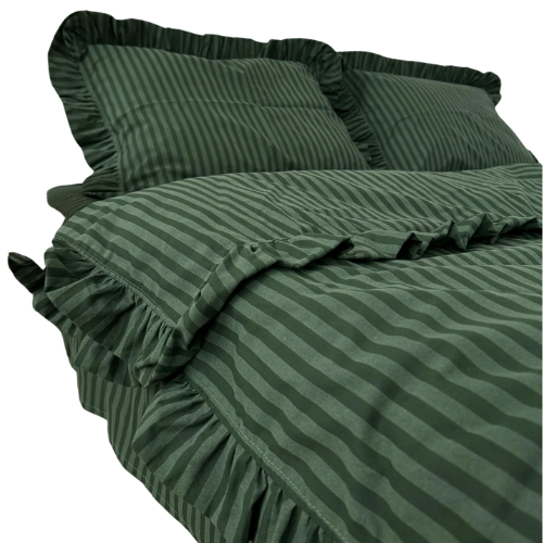 Etsy (US) Stripe Ruffle Bedding 100% Cotton 4 Piece Set : Duvet Cover