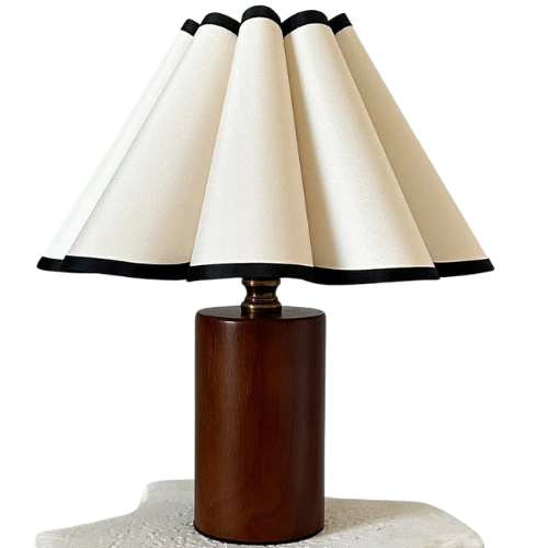 Etsy (US) Wooden Pillar Pleated Table Lamp, Fabric Shade