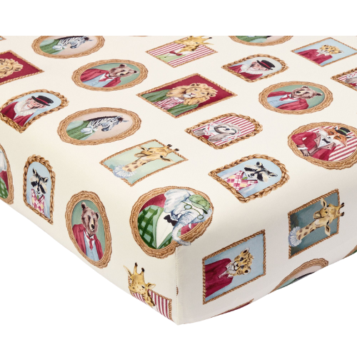 Pottery Barn Kids Chris Loves Julia Animal Frames Organic Crib Fitted Sheet