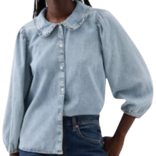 Gap Round Collar Denim Shirt Chambray Peter Pan