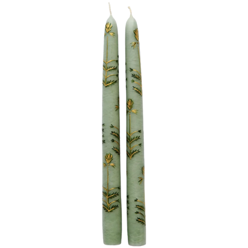 Tuckernuck (US) Sage Chrysanthemum Hand Painted Taper Candles