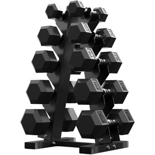PAPABABE Hex Dumbbell Sets with Rack weights
