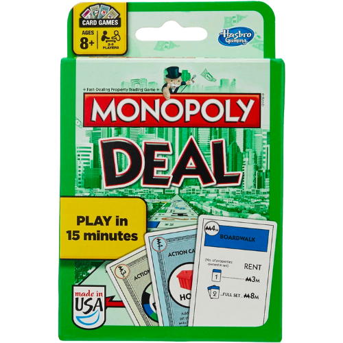 Amazon Hasbro Gaming Monopoly Deal Card Game, Quick-Playing Card Game for 2-5 Players, Game for Families and Kids, Ages 8 and Up (Amazon Exclusive)