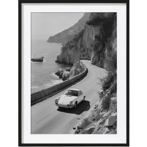 porshe amalfi coast italy art print etsy