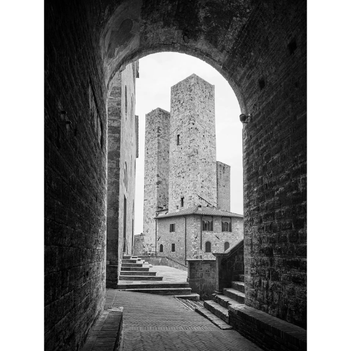 San Gimignano, Tuscany, Italy, black and white photography