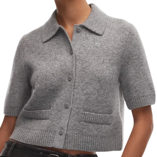 & Other Stories short sleeve wool cardigan jacket in gray polo