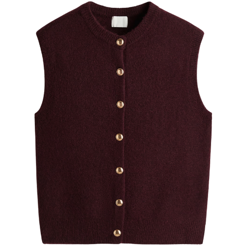 H&M Fine Knit Burgundy Vest Sweater