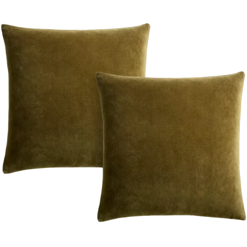 Quince Classic Cotton Velvet Pillow Cover (Set of 2) in Olive