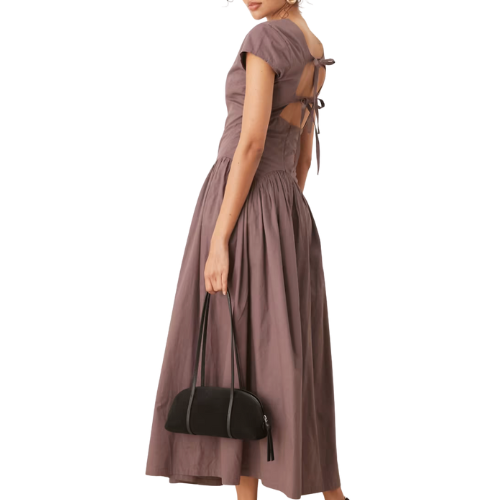 ASOS DESIGN short sleeve midi dress with open back tie detail