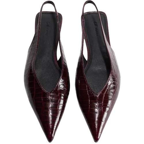 H&M Leather burgundy crocodile slingbacks