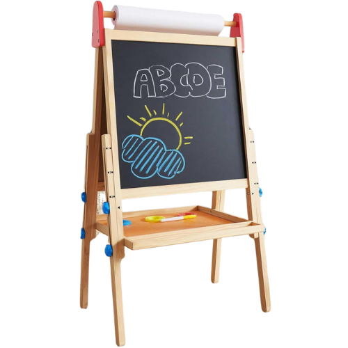 Tiny Land Easel for Kids with 2 Drawing Paper Roll blackboard whiteboard