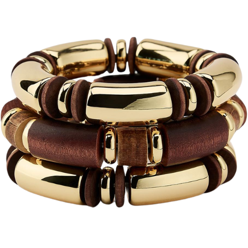 Zara 3-PACK OF ELASTIC WOOD BRACELETS