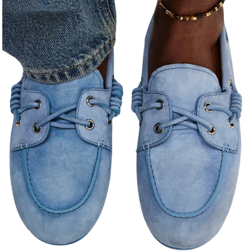 Free People Jeffrey Campbell Yachting Day Boat Shoes blue suede