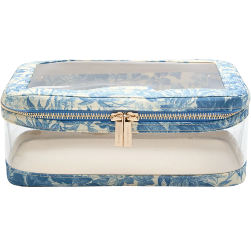 Tuckernuck Accessories Misty Blue Toile PVC Large Vanity Case toiletry travel