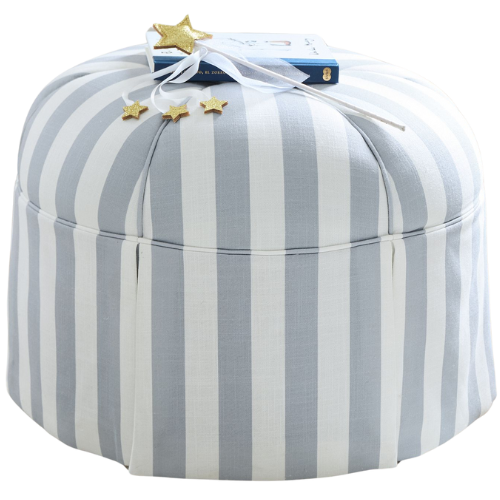 Pottery Barn Kids Chris Loves Julia Tufted Ottoman striped blue