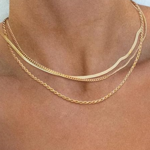 Amazon Pavoi gold layered necklace dainty chain