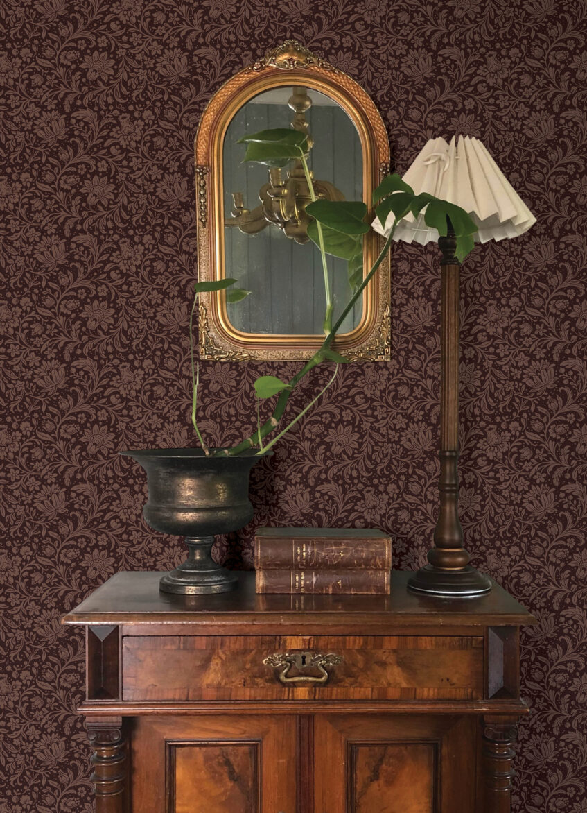 A-Street Prints Hague Burgundy Wallpaper