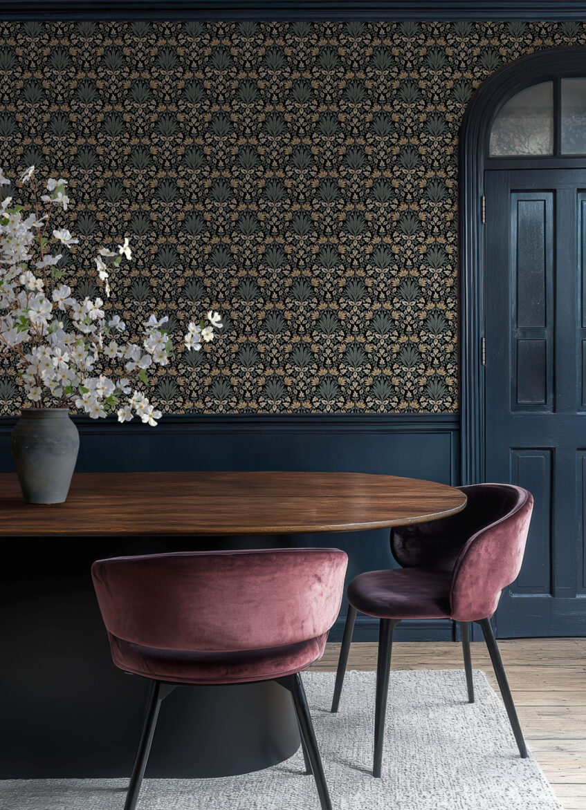 A-Street Prints Woodbury Black Wallpaper