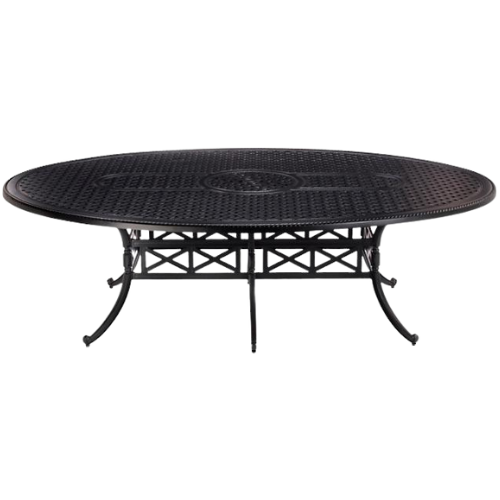 Carlisle Oval Cast-Top Dining Table in Onyx Aluminum