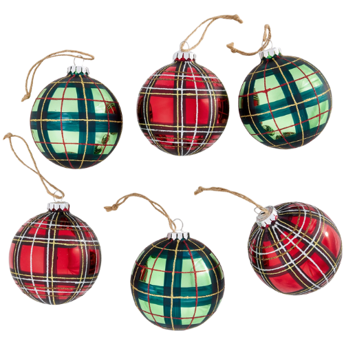 Pottery Barn (US) Plaid Ornament Box Set of 6