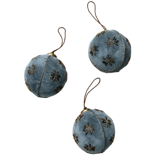 4" Embroidered Velvet Baubles (Set of 3) Mcgee & Co