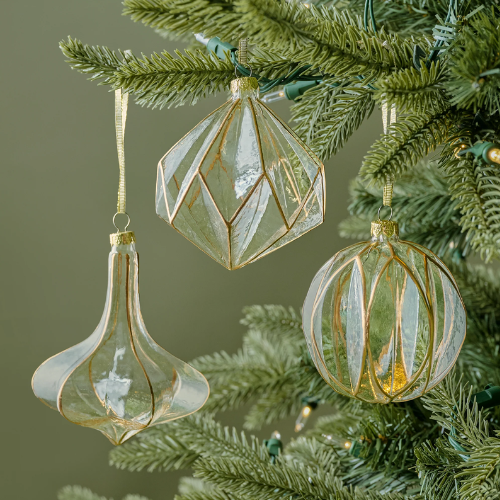 Magnolia Vintage Glass and Gold Ornaments Set of 6