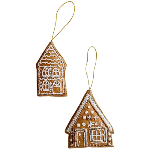 House of Jade Home Beaded Gingerbread House Ornament