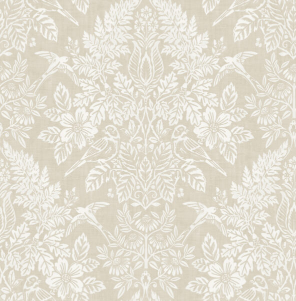 Finch Neutral Damask Wallpaper