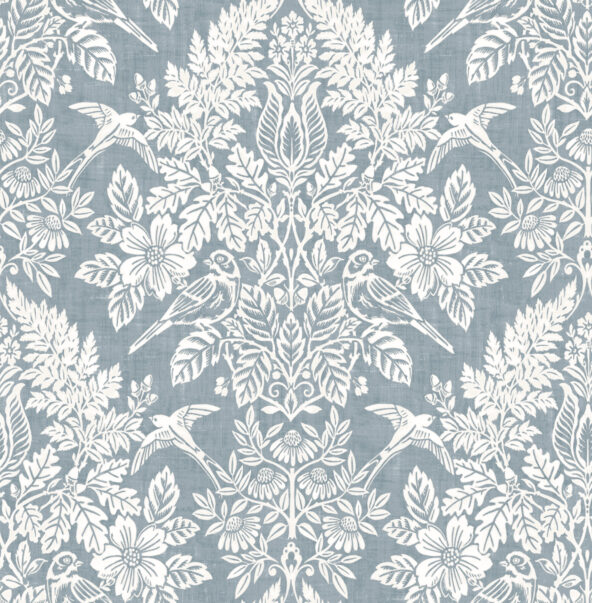 Finch Light Blue Damask Wallpaper