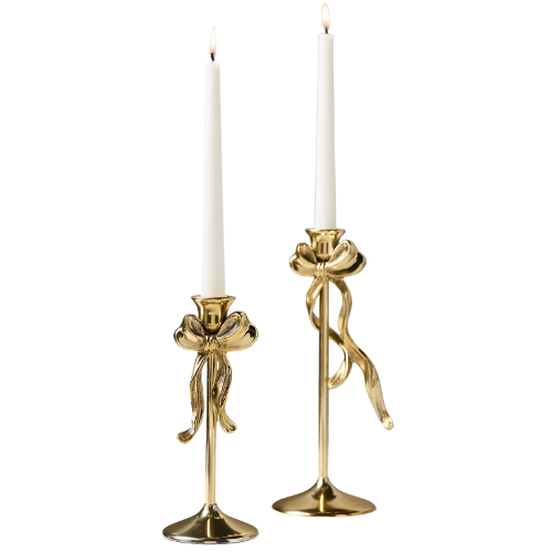 Anthropologie (US) Gold Bow Metal Candleholder taper holders