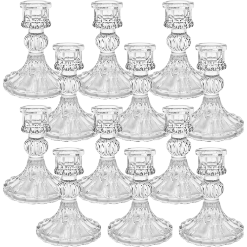 Amazon set of 12 glass candle holders taper candlestick