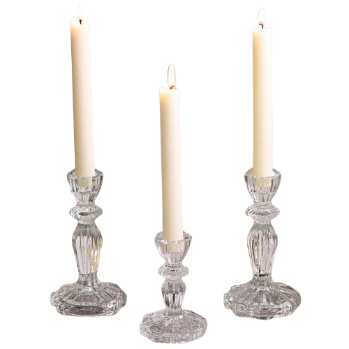 Set of 3 Glass Taper Holders candlesticks candle