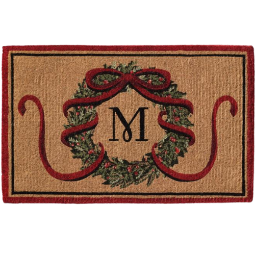 Frontgate Classic Wreath Monogrammed Door Mat