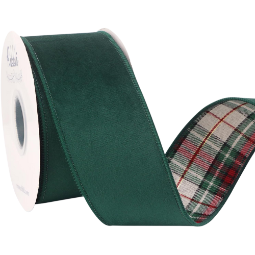 Amazon Plaid Reversible Ribbon Velvet