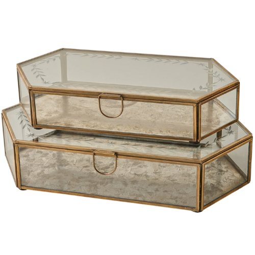 Delores Etched Glass Box Magnolia