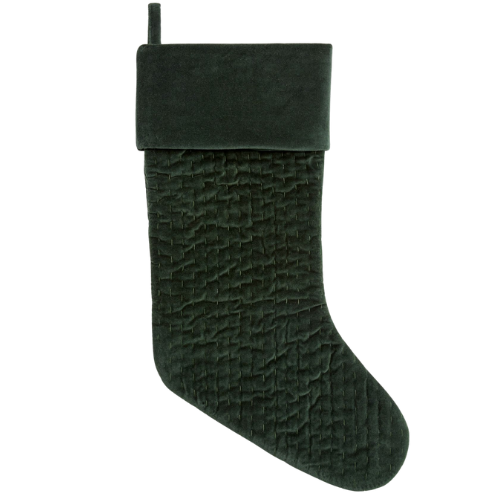 Pottery Barn (US) Hunter Green Channel Quilted Velvet Stocking