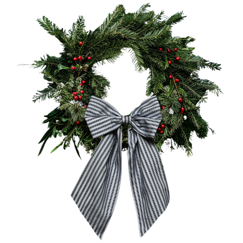 Wreath Bow in Navy French Ticking Petite Plume